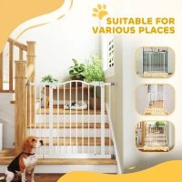 PawHut Extra Tall Dog Gate with Door, Pressure Fit, Auto Close, Double Locking for Doorways Hallways Stairs, 29"-37", White(m-9)