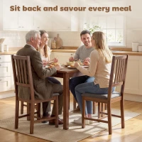 HOMCOM Set of 4 Dining Chairs, Upholstered Dining Room Chairs with Rubberwood Legs for Kitchen, Farmhouse Walnut(m-4)