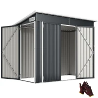 Outsunny 7.5' x 4.3' Outdoor Storage Shed, Waterproof Metal Garden Shed with Lockable Doors, for Backyard, Lawn, Patio, Dark Grey(m-11)