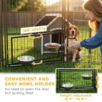 PawHut Large Outdoor Dog Kennel with 2 Rooms, Rotating & Adjustable Height Bowls, 13.5' x 9.4' x 5.1'(m-6)