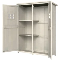 Outsunny 4x1.5ft Wooden Garden Sheds, Outdoor Storage with Windows and Double Door for Gardeners, Grey(m-13)