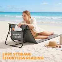 Outsunny Set of 2 Foldable Lounge Chairs with Carry Strap, Adjustable Backrest, Grey(m-7)