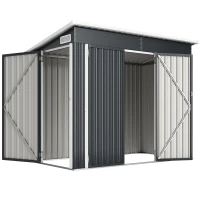 Outsunny 7.5' x 4.3' Outdoor Storage Shed, Waterproof Metal Garden Shed with Lockable Doors, for Backyard, Lawn, Patio, Dark Grey(m-2)