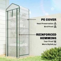 Outsunny Mini Greenhouse with Screen Roof, 5 Tier Portable Small Greenhouse with High Strength PE Cover, White(m-5)