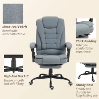 Vinsetto 7-Point Vibrating Massage Chair, Reclining Office Chair with Footrest, Reclining Back, Adjustable Height, Grey(m-9)