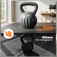 Soozier Kettlebell, 13 lbs Kettle Bell with Non-Slip Handle for Home Gym, Weight Lifting and Strength Training, Grey(m-9)