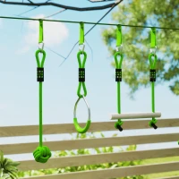 Qaba Obstacle course for Kids, with 10-Piece Slackline Kit with Monkey Bars, Gym Rings, Rope Ladder, Nest Swing, Hanging Tray(m-9)