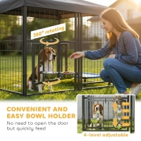 PawHut 5.9' x 5.9' x 6' Outdoor Dog Kennel with Roof, Rotating & 4-Level Adjustable Bowls(m-6)