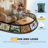 PawHut Smart Bird Feeder Camera Solar Powered with AI Identify 16000+ Birds, Auto Video Capture, Motion Detection(m-6)
