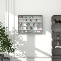HOMCOM 5-Tier Display Cabinet, Shot Glass Display Case, Glass Curio Cabinet with 2 Glass Doors and 4 Adjustable Shelves, White(m-9)