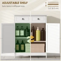 kleankin Freestanding Bathroom Floor Cabinet, Organizer Floor Tower with 2 Door, 2 Drawers, Adjustable Shelf, White(m-5)