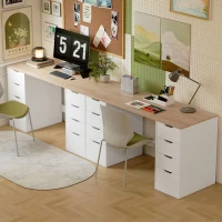 HOMCOM Desk with 8 Drawers, 55.1"W × 20.9"D × 29.5"H Modern Computer Desk for Office, Living Room, White(m-10)