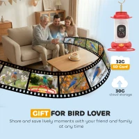 PawHut Smart Bird Feeder with Camera, AI Identify 16000 Birds, 2K HD Live Video, 3W Solar, Instant Arrival Alerts(m-10)