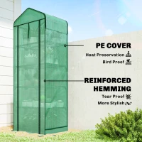 Outsunny Mini Greenhouse with Screen Roof, 5 Tier Portable Small Greenhouse with High Strength PE Cover, Green(m-5)