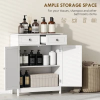kleankin Freestanding Bathroom Floor Cabinet, Organizer Floor Tower with 2 Door, 2 Drawers, Adjustable Shelf, White(m-4)