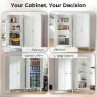 HOMCOM Office Storage Cabinet, Lockable Filing Cabinet with 3 Adjustable Shelves and 2 Doors for Home Office, Garage, White(m-6)