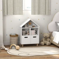 Qaba 3 Tier Kids Bookshelf with Two Drawers, for Bedroom, Kids Room, White(m-8)