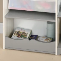Qaba Kids Toy Storage Organizer Shelf, Children Bookshelf for Bedroom, Playroom, Nursery, Grey(m-9)