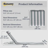 Outsunny 2 Pieces Beach Lounge Chair, Outdoor Folding Chaise Lounge Set w/ Pillow for Sunbath, Snap, Light Grey and White(m-3)