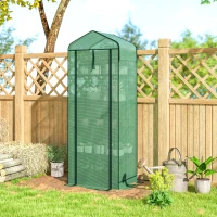 Outsunny Mini Greenhouse with Screen Roof, 5 Tier Portable Small Greenhouse with High Strength PE Cover, Green(m-9)