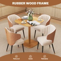 HOMCOM Dining Table for 4 People - Modern Kitchen Table with Wood-Effect Top, 27.6" x 27.6", Natural Wood(m-4)