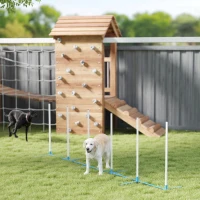 PawHut Adjustable Dog Agility Training Obstacle Set with Weaves Poles and Storage Bag for Pet Dogs Outdoor Games Exercise Blue and White(m-9)