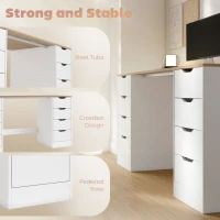 HOMCOM Desk with 8 Drawers, 55.1"W × 20.9"D × 29.5"H Modern Computer Desk for Office, Living Room, White(m-9)