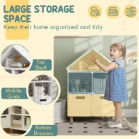 Qaba 3 Tier Kids Bookshelf with Two Drawers, for Bedroom, Kids Room, White(m-4)
