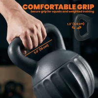 Soozier Kettlebell, 22 lbs Kettle Bell with Non-Slip Handle for Home Gym, Weight Lifting and Strength Training, Grey(m-6)