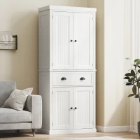 HOMCOM 72" Kitchen Pantry, Freestanding Storage Cabinet with Drawer, Doors, White(m-9)