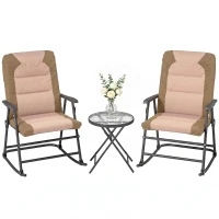 Outsunny 3-Piece Outdoor Foldable Rocking Chair Set, Light Brown(m-11)