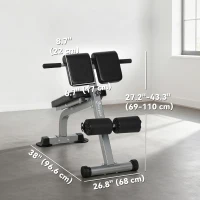 Soozier Roman Chair Back Extension Machine, Height Adjustable Hyperextension Bench, 38" x 26.8" x 27.2–43.3", Silver Tone(m-3)
