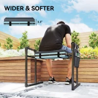 Outsunny Garden Kneeler and Seat, Heavy Duty Foldable Gardening Stool with Thicker Soft Kneeling Pad, Extendable Steel Leg(m-6)