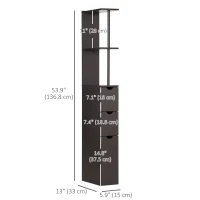 HOMCOM Tall Bathroom Storage Cabinet, Narrow Bathroom Cabinet with Drawers and Open Shelves for Small Spaces, Brown(m-3)