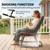 Outsunny 3-Piece Outdoor Foldable Rocking Chair Set, Orange(m-4)