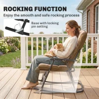 Outsunny 3-Piece Outdoor Foldable Rocking Chair Set, Light Brown(m-4)