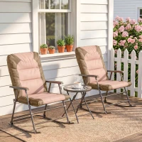 Outsunny 3-Piece Outdoor Foldable Rocking Chair Set, Light Brown(m-1)