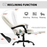 Vinsetto 7-Point Vibrating Massage Chair, Reclining Office Chair with Footrest, Reclining Back, Adjustable Height, Beige(m-5)