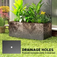 Outsunny Metal Planter Box with Trellis, 71" Tall Raised Garden Bed with Privacy Screen and Drainage Holes, Banana-Leaf Cut-Outs(m-6)