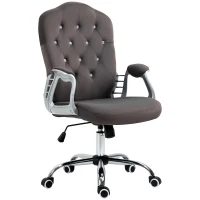 Vinsetto Office Chair, Velvet Computer Desk Chair with Swivel Wheels, Adjustable Height, Tilt Function, Button Tufted, Dark Grey(m-2)