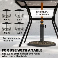Outsunny 18" 20 lbs Round Resin Umbrella Base Stand Market Parasol Holder with Decorative Rose Floral Pattern & Easy Setup, for Φ1.5", Φ1.89" Pole, for Lawn, Deck, Backyard, Garden, Bronze(m-4)