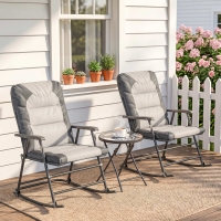 Outsunny 3-Piece Outdoor Foldable Rocking Chair Set, Light Grey