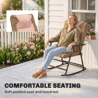 Outsunny 3-Piece Outdoor Foldable Rocking Chair Set, Light Brown(m-7)