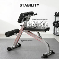 Soozier Roman Chair Back Extension Machine, Height Adjustable Hyperextension Bench, 38" x 26.8" x 27.2–43.3", Silver Tone(m-6)