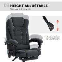 Vinsetto 7-Point Vibrating Massage Chair, Reclining Office Chair with Footrest, Reclining Back, Adjustable Height, Black(m-6)
