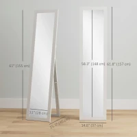 HOMCOM 15" x 62" Full Length Mirror for Bedroom, Free Standing Dressing Mirror, Wall Mirror for Living Room, White(m-3)