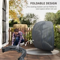 Outsunny Double Egg Chair with Stand, 2 Person Hanging Swing Egg Chair with Cushion, Pockets, Grey(m-6)