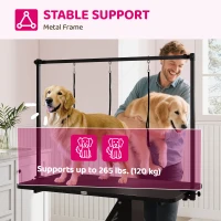 PawHut 43" L Hydraulic Dog Grooming Table, Z-Lift Height Adjustable Pet Grooming Table with Noose and Non-Slip Tabletop(m-5)