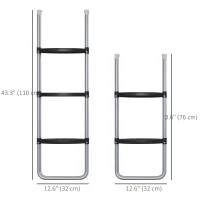 Soozier Trampoline Ladder Steel, 2/3 Steps Outdoor Trampoline Accessories, 43 Inch Length(m-3)