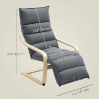 HOMCOM Accent Chair, Velvet Upholstered Living Room Chair with Footrest, Wood Frame, Dark Grey(m-3)